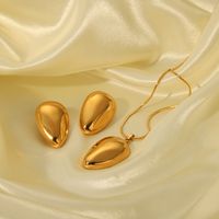 304 Stainless Steel 18K Gold Plated IG Style Simple Style Polishing Plating Geometric Solid Color Earrings Necklace main image 5