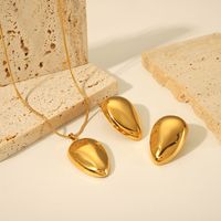 304 Stainless Steel 18K Gold Plated IG Style Simple Style Polishing Plating Geometric Solid Color Earrings Necklace main image 1