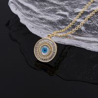 Wholesale IG Style Shiny Devil's Eye Copper Inlay 18K Gold Plated Shell Zircon Pendant Necklace main image 6
