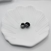 1 Pair Simple Style Classic Style Solid Color 316 Stainless Steel  Black Plated Earrings main image 3