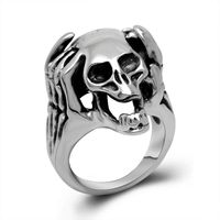 Retro Exaggerated Punk Skull 304 Stainless Steel Polishing Men's Rings main image 6