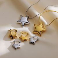 304 Stainless Steel 18K Gold Plated IG Style Simple Style Star Earrings Necklace main image 1