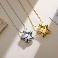 304 Stainless Steel 18K Gold Plated IG Style Simple Style Star Earrings Necklace main image 5