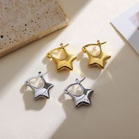 304 Stainless Steel 18K Gold Plated IG Style Simple Style Star Earrings Necklace main image 3