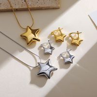 304 Stainless Steel 18K Gold Plated IG Style Simple Style Star Earrings Necklace main image 4