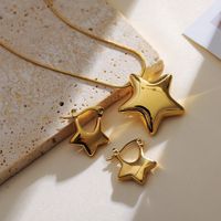 304 Stainless Steel 18K Gold Plated IG Style Simple Style Star Earrings Necklace sku image 5