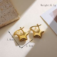 Acero Inoxidable 304 Chapados en oro de 18k Estilo IG Estilo Simple Estrella Aretes Collar sku image 1