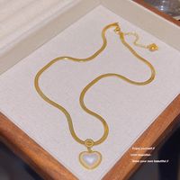 Estilo Coreano Forma De Corazón Perla Artificial Acero Titanio Oro Con Incrustaciones Collar Colgante 1 Pieza sku image 2