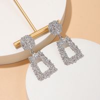 1 Pair Casual Simple Style Streetwear Trapezoid Hollow Out Alloy Drop Earrings main image 3