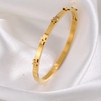 Vintage Style Round 304 Stainless Steel 18K Gold Plated Bangle In Bulk sku image 5