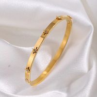 Vintage Style Round 304 Stainless Steel 18K Gold Plated Bangle In Bulk sku image 6