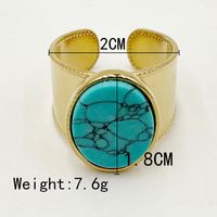 304 Stainless Steel 14K Gold Plated Vintage Style Roman Style Commute Plating Hollow Out Inlay Geometric Flower Turquoise Rings sku image 4