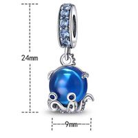 1 Piece 24*9mm Sterling Silver Zircon Starfish Octopus Polished Pendant Beads main image 2