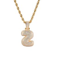 Wholesale Elegant Cute Number 304 Stainless Steel Copper Plating Inlay K Gold Plated Zircon Pendant Necklace main image 5