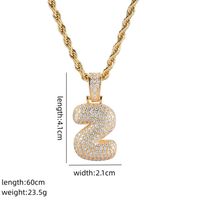 Wholesale Elegant Cute Number 304 Stainless Steel Copper Plating Inlay K Gold Plated Zircon Pendant Necklace sku image 3