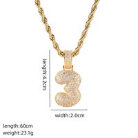 Wholesale Elegant Cute Number 304 Stainless Steel Copper Plating Inlay K Gold Plated Zircon Pendant Necklace sku image 4