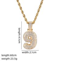 Wholesale Elegant Cute Number 304 Stainless Steel Copper Plating Inlay K Gold Plated Zircon Pendant Necklace sku image 9