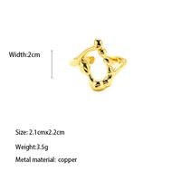Copper Gold Plated Casual Elegant Classic Style Plating Inlay Carving Irregular Zircon Rings sku image 1