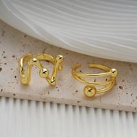 Copper Gold Plated Casual Elegant Classic Style Plating Inlay Carving Irregular Zircon Rings main image 4