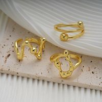 Copper Gold Plated Casual Elegant Classic Style Plating Inlay Carving Irregular Zircon Rings main image 3