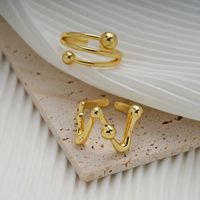 Copper Gold Plated Vintage Style Romantic Artistic Plating Carving Irregular Rings main image 3
