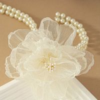 Imitation Pearl Cloth Elegant Lady Streetwear Beaded Flower Choker main image 4