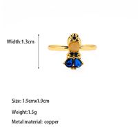 Copper Gold Plated Casual Elegant Classic Style Plating Inlay Carving Irregular Zircon Rings sku image 4