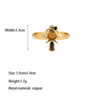 Copper Gold Plated Casual Elegant Classic Style Plating Inlay Carving Irregular Zircon Rings sku image 5