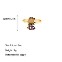 Copper Gold Plated Casual Elegant Classic Style Plating Inlay Carving Irregular Zircon Rings sku image 8