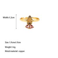 Copper Gold Plated Casual Elegant Classic Style Plating Inlay Carving Irregular Zircon Rings sku image 9