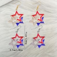 1 Pair Novelty Modern Style National Flag Star Inlay Alloy Rhinestones Drop Earrings main image 2