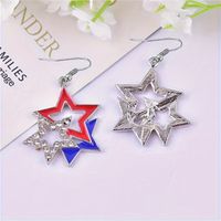 1 Pair Novelty Modern Style National Flag Star Inlay Alloy Rhinestones Drop Earrings main image 4