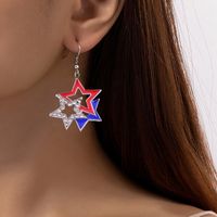 1 Paire Nouveauté Style Moderne Drapeau National Star Incruster Alliage Strass Boucles D'oreilles main image 6