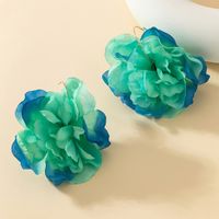 1 Pair Exaggerated Sweet Flower Plastic Cloth Drop Earrings sku image 1