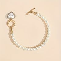 Alliage Élégant Dame Bohémien Incruster Forme De Cœur Perles Artificielles Zircon Bracelets Collier main image 3