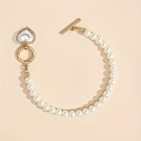 Alloy Elegant Lady Bohemian Inlay Heart Shape Artificial Pearls Zircon Bracelets Necklace main image 3