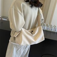 Women's Medium Cloth Solid Color Basic Zipper Crossbody Bag sku image 2