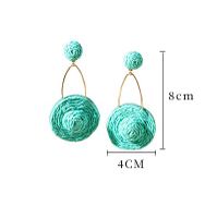 1 Pair Casual Simple Style Geometric Raffia Metal Drop Earrings main image 2