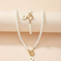 Imitation Pearl Alloy Elegant Classic Style Streetwear Round Bracelets Necklace sku image 1