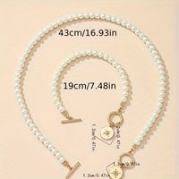 Imitation Pearl Alloy Elegant Classic Style Streetwear Round Bracelets Necklace main image 2