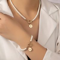 Imitation Pearl Alloy Elegant Classic Style Streetwear Round Bracelets Necklace main image 5