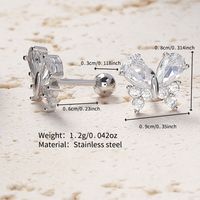 1 Pair IG Style Shiny Butterfly Plating Inlay Sterling Silver Zircon Ear Studs main image 2