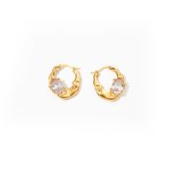 1 Pair Modern Style Sweet Oval Plating Inlay 304 Stainless Steel Zircon 14K Gold Plated Earrings main image 6