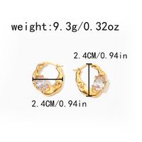 1 Pair Modern Style Sweet Oval Plating Inlay 304 Stainless Steel Zircon 14K Gold Plated Earrings main image 2