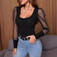Women's Blouse Long Sleeve Blouses See-Through Streetwear Solid Color main image 4