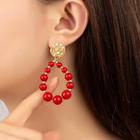 1 Pair Lady Korean Style Water Droplets Beaded Arylic Drop Earrings main image 4