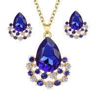 Elegant Luxurious Water Droplets Gold Plated Rhinestones Alloy Wholesale Jewelry Set sku image 4