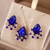 Elegant Luxurious Water Droplets Gold Plated Rhinestones Alloy Wholesale Jewelry Set main image 3