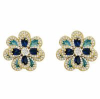 1 Pair Sweet Shiny Flower Layered Plating Inlay Copper Zircon White Gold Plated Gold Plated Ear Studs sku image 6