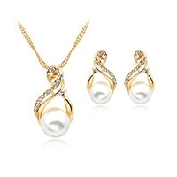 Elegant Luxurious Water Droplets Gold Plated Rhinestones Alloy Wholesale Jewelry Set sku image 1